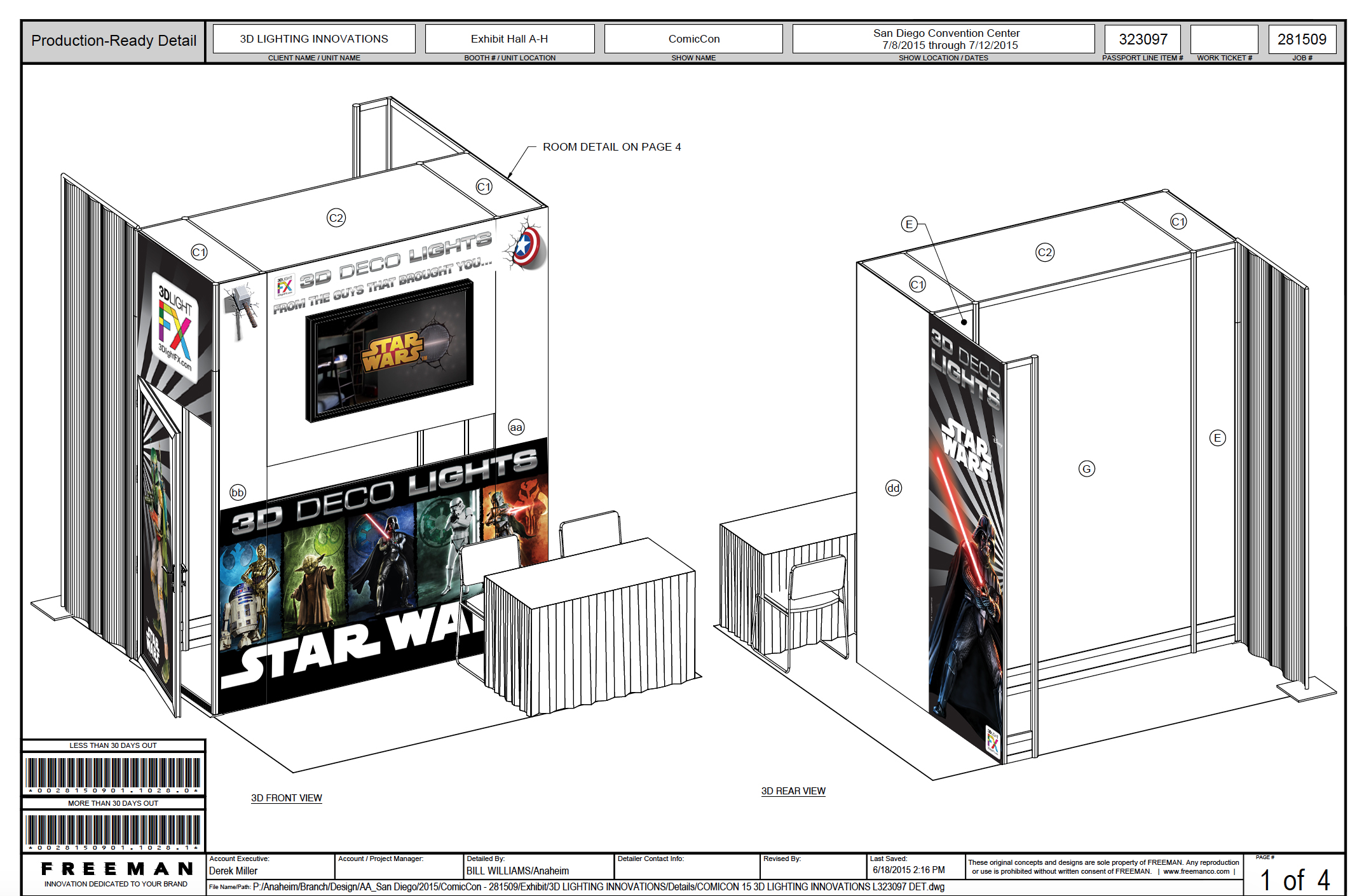 ComicCon booth production drawing