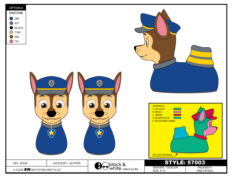 Licensed children’s footwear artwork